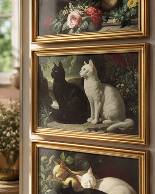 Double Sided Framed Dog Cat Art, Set of 3 Portrait Wall Decor