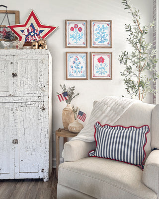 Red, White and Blue Floral Wall Art, Set of Four | Celebrate America’s 250th