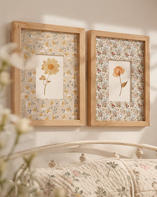 Pressed Flower Botanical Wall Art, Set of 2 | Natural Wood Frames