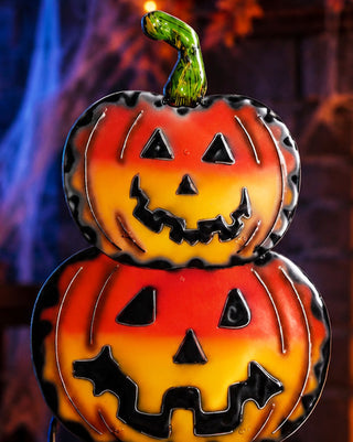 Stacked Hand-Painted Jack-O-Lantern Metal Yard Art