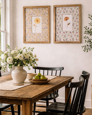 Pressed Flower Botanical Wall Art, Set of 2 | Natural Wood Frames