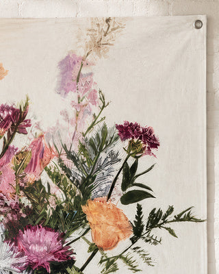Watercolor Inspired Wildflower Tapestry with Grommets