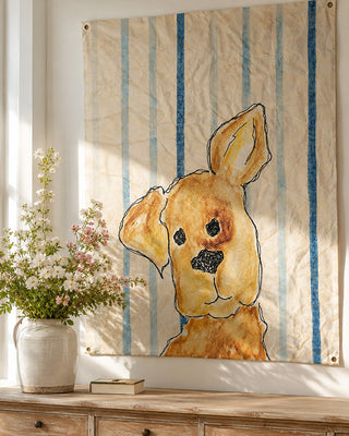 Whimsical Watercolor Puppy Dog Wall Hanging Art Paper