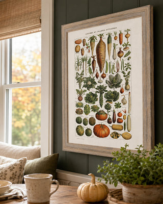 Vintage Barnwood-Framed Botanical Veggie Print