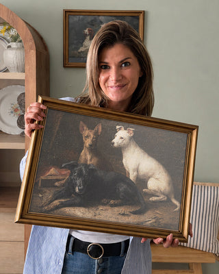 Double Sided Framed Dog Cat Art, Set of 3 Portrait Wall Decor