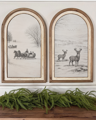 Double Sided Winter Holiday Wall Art, Set of 2, Reversible Panels