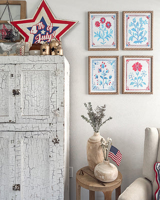 Red, White and Blue Floral Wall Art, Set of Four | Celebrate America’s 250th