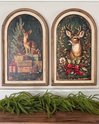 Double Sided Winter Holiday Wall Art, Set of 2, Reversible Panels