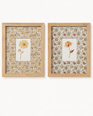 Pressed Flower Botanical Wall Art, Set of 2 | Natural Wood Frames