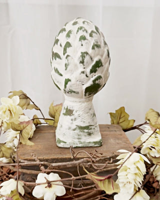 Indoor/Outdoor Whitewashed Artichoke Finial