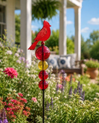 Glass Ball Garden Stakes with Metal Topper - Choose Your Style Set of 2