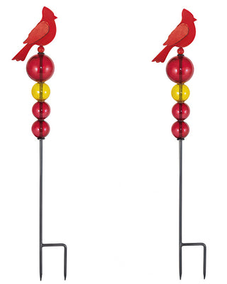 Glass Ball Garden Stakes with Metal Topper - Choose Your Style Set of 2