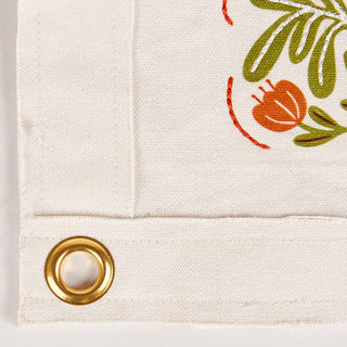 Cotton tapestry corner with brass grommet detail

