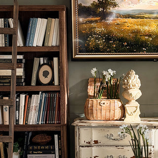 Willow Woven Lidded Basket with Vegan Leather Strap