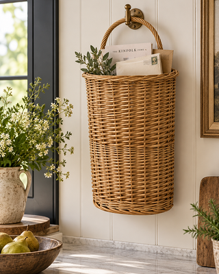 Countryside Natural Woven Wall Basket with Handle