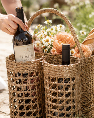Seagrass Wine and Storage Basket Hand Woven Entertaining Tote