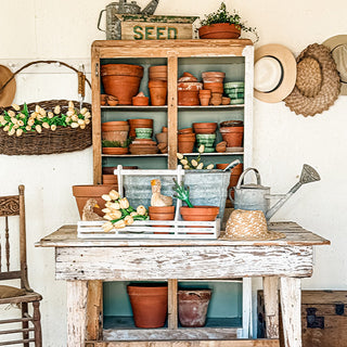 Rustic White Wooden Garden Plant Basket