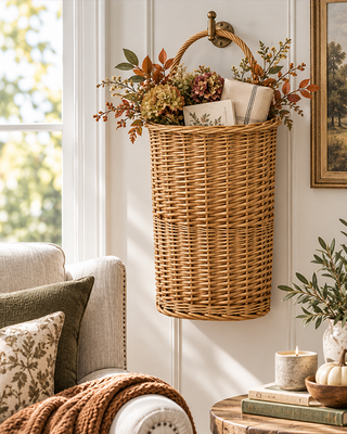 Countryside Natural Woven Wall Basket with Handle
