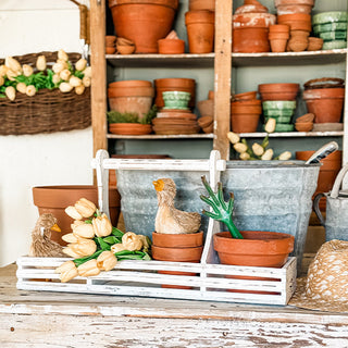 Rustic White Wooden Garden Plant Basket