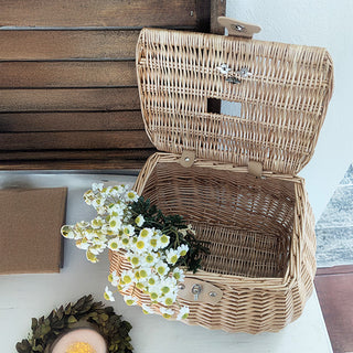 Willow Woven Lidded Basket with Vegan Leather Strap