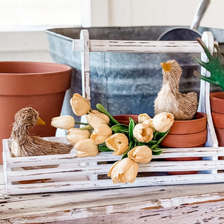 Rustic White Wooden Garden Plant Basket