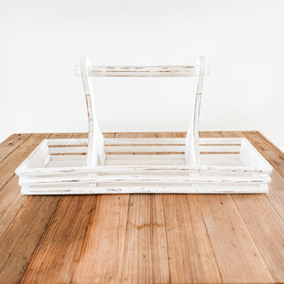 Rustic White Wooden Garden Plant Basket