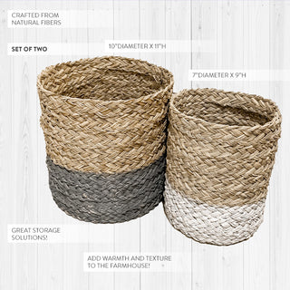 Two-Toned Woven Storage Baskets