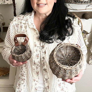 Round Woven Willow Storage Tote, Set of Two