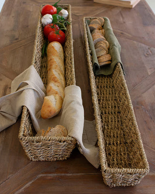 Handwoven Seagrass Bread Basket, Set of Two