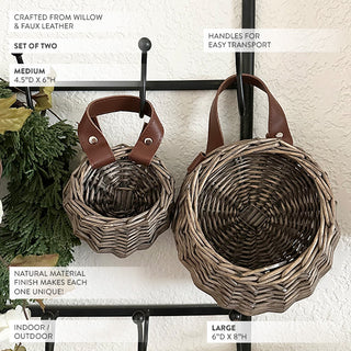 Round Woven Willow Storage Tote, Set of Two