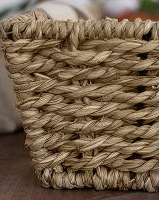 Handwoven Seagrass Bread Basket, Set of Two