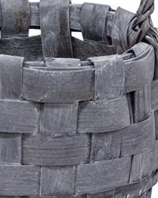 Rustic Gray Woven Basket with Rope Handles, Set of 2