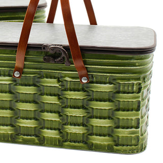 Farmhouse green picnic basket set large and medium indoor décor