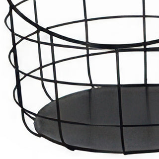 Set of 2 black metal wire storage baskets with natural wood handles farmhouse nesting organization in graduated sizes