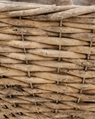 Whitewashed Wicker Wall Baskets with Liners, Set of Two