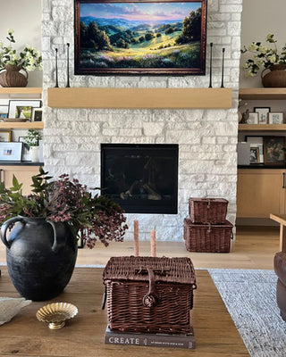 Lidded Rattan Storage Basket, Set of 3 Natural Woven Home Organization