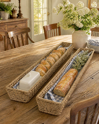Handwoven Seagrass Bread Basket, Set of Two