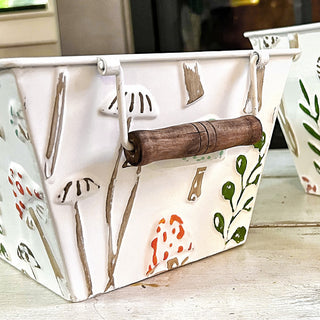 Nestable Botanical Storage Baskets with Handles, Set of Three