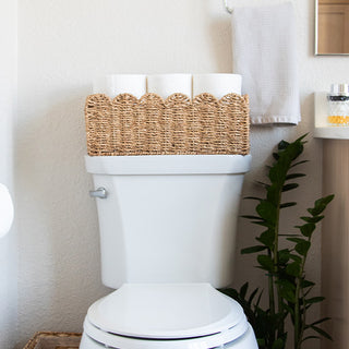 Handwoven Scalloped Seagrass Storage Baskets, Set of 2