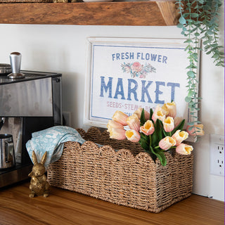 Handwoven Scalloped Seagrass Storage Baskets, Set of 2