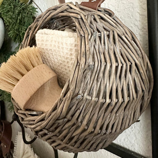 Round Woven Willow Storage Tote, Set of Two