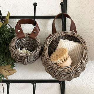 Round Woven Willow Storage Tote, Set of Two
