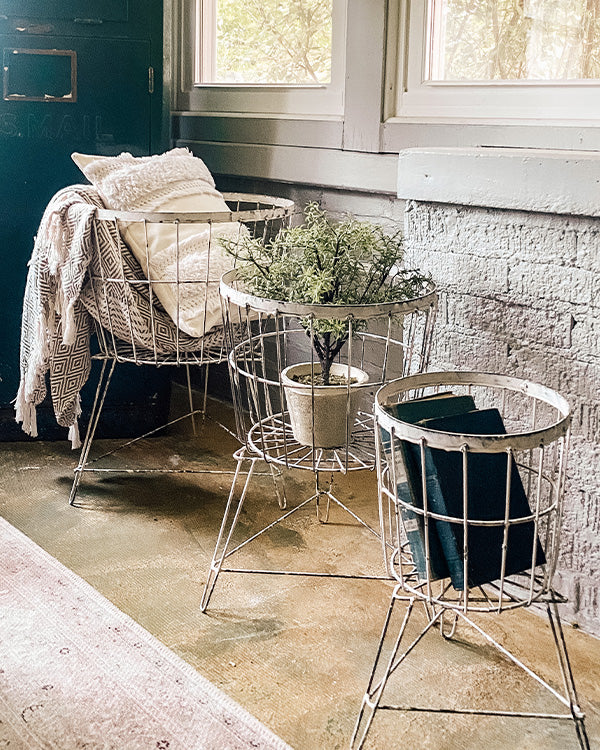 Chippy Cottage Wire Storage Baskets, Set of 3