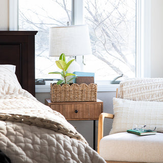 Handwoven Scalloped Seagrass Storage Baskets, Set of 2