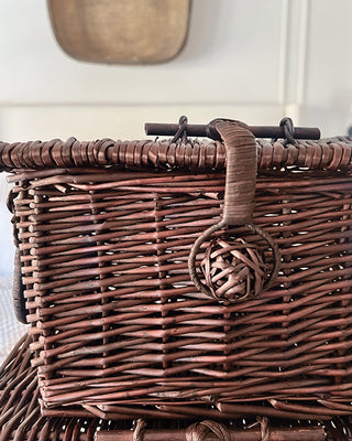 Lidded Rattan Storage Basket, Set of 3 Natural Woven Home Organization
