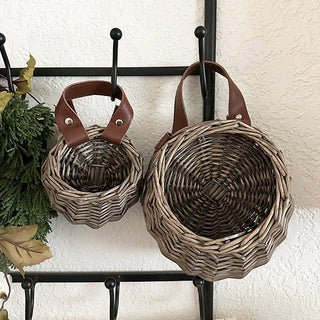 Round Woven Willow Storage Tote, Set of Two