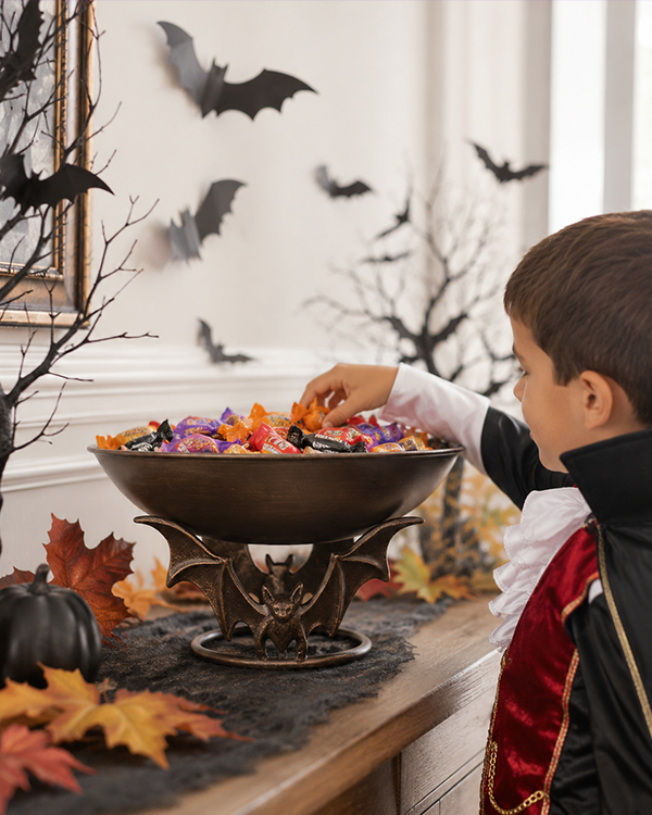 Cast Iron Bat Bowl | Vintage Halloween Decorative Metal Dish