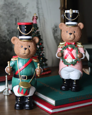 Nutcracker Soldier Teddy Bear Figurines, Set of 2