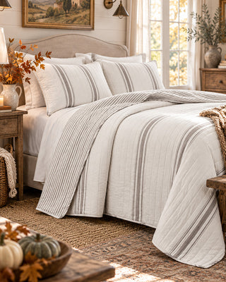 Countryside Stripe Cotton Quilt Set, Choose Your Size