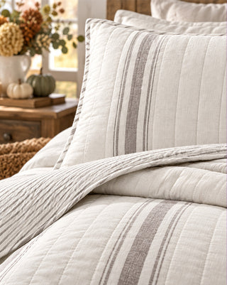 Countryside Stripe Cotton Quilt Set, Choose Your Size